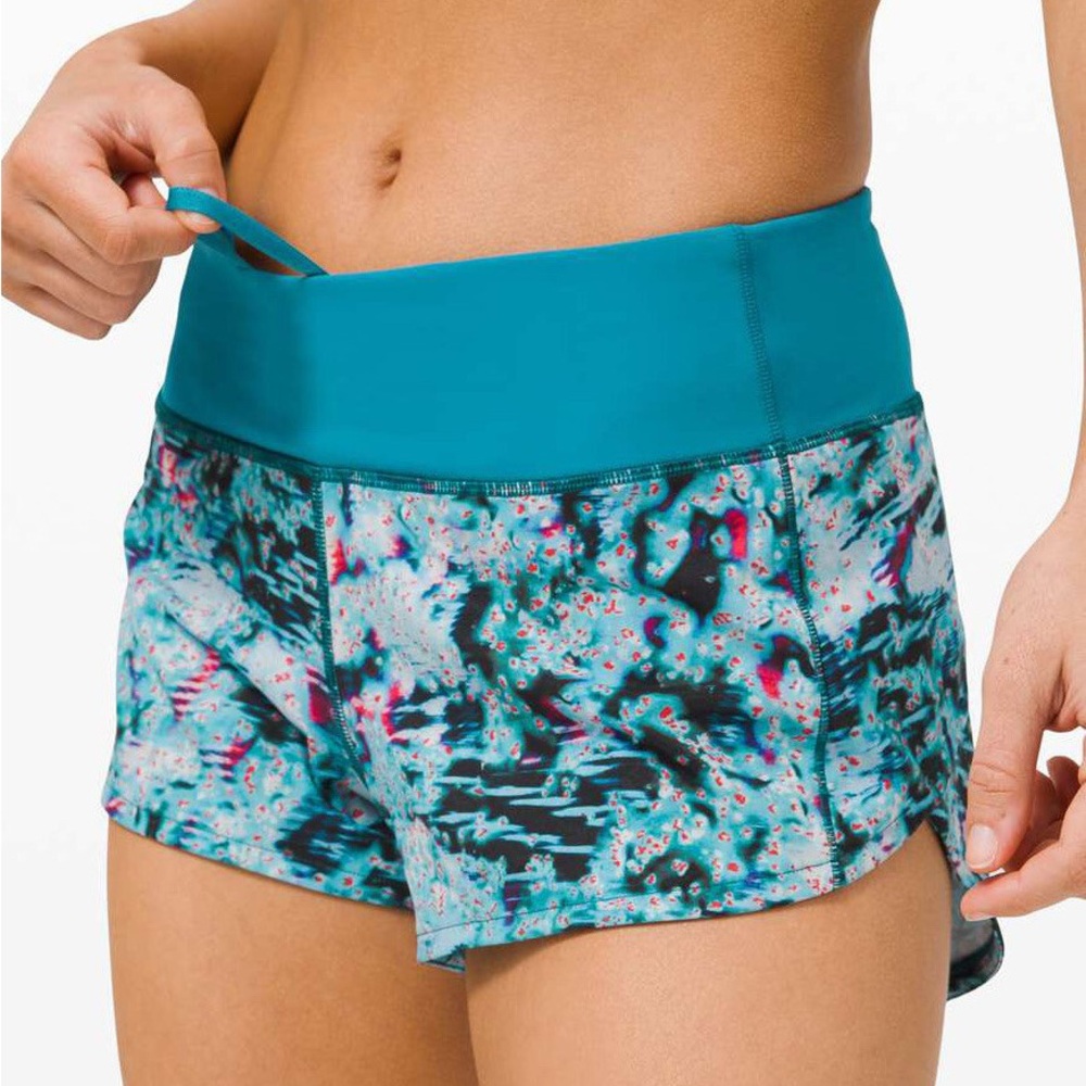 Lululemon Athletica Aqua/Pink Speed Up Low Rise 2.5” Shorts